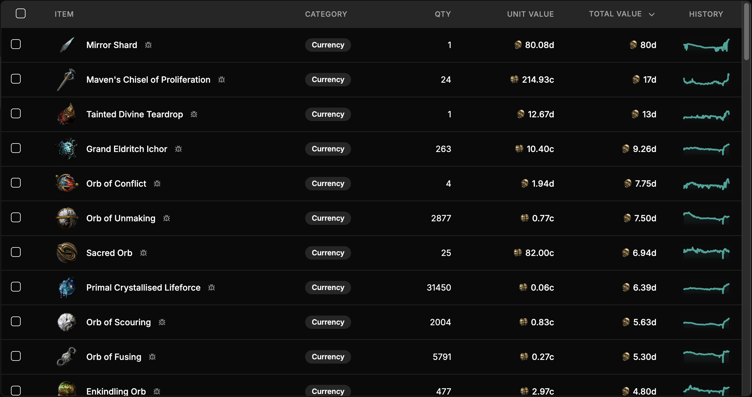 Stash Management Interface